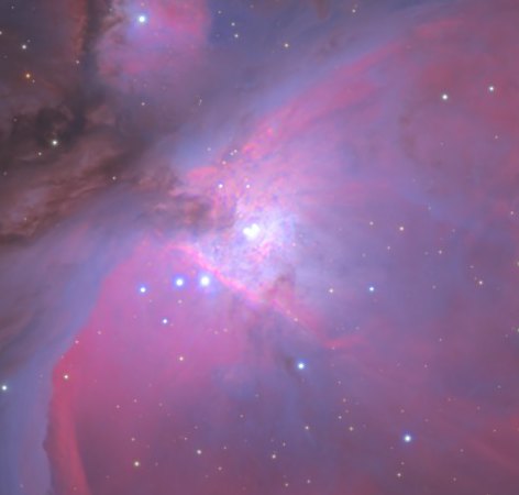 Core of M 42, HDR stack: the Trapezium and the filaments are resolved