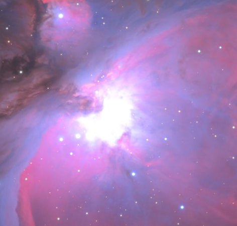 Core of M 42, long exposures only: the central region is saturated